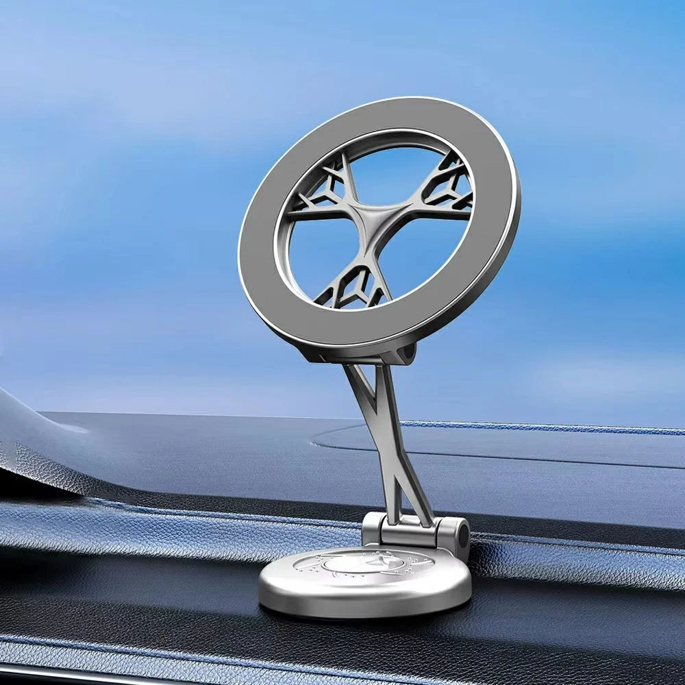 Car Phone Holder 360 Degree Rotating Magnetic Mount Metal Navigation Stand - Black - 6