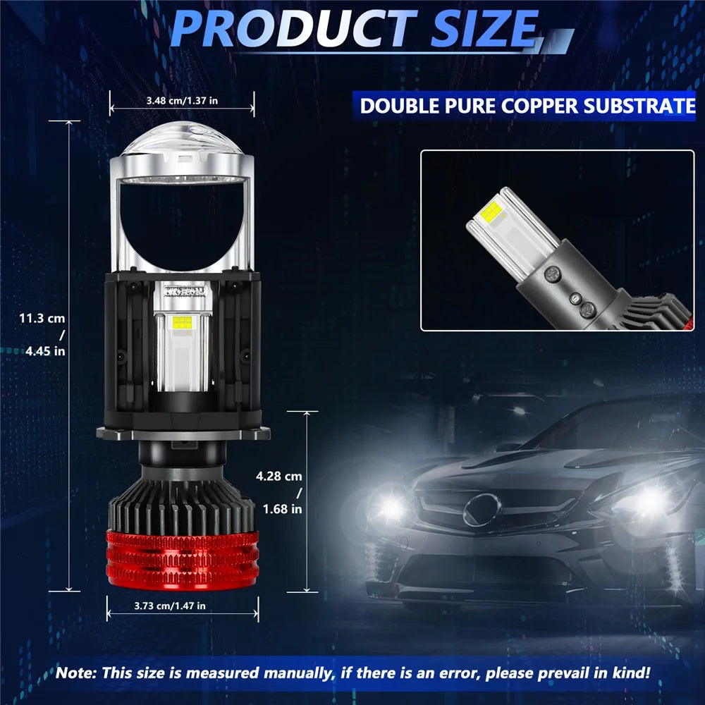 N5 2Pcs H4 LED Headlight Bulbs High Brightness High Power Dual Copper Tube Car Headlamp - 4
