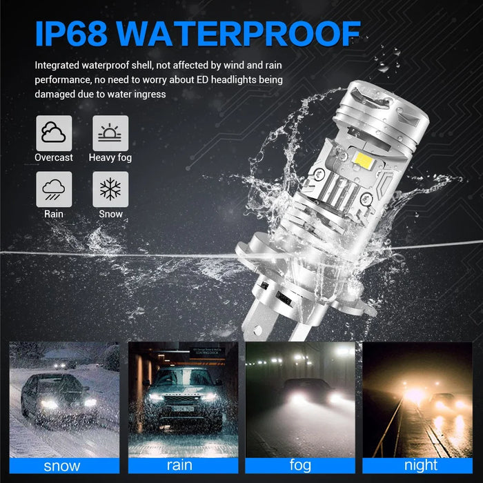 N8 2Pcs H4 LED Car Headlight Automotive Headlamp High Brightness 6000K Front Light Retrofit Upgrade Kit - 4