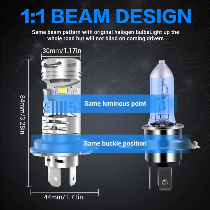 N8 2Pcs H4 LED Car Headlight Automotive Headlamp High Brightness 6000K Front Light Retrofit Upgrade Kit - 5
