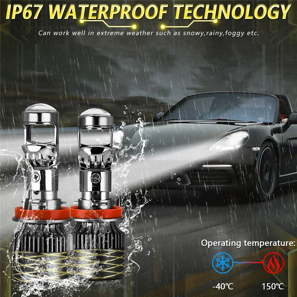 N9 2Pcs H11 Car Headlamp Mini Lens High Brightness LED Headlight IP67 Waterproof Automotive Front Light - 7