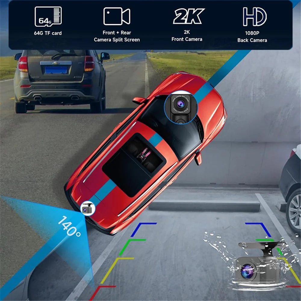 W514A 10.26 Inch Wireless CarPlay and Android Auto Screen with 1080P Dual Recording AHD Backup Camera - 4