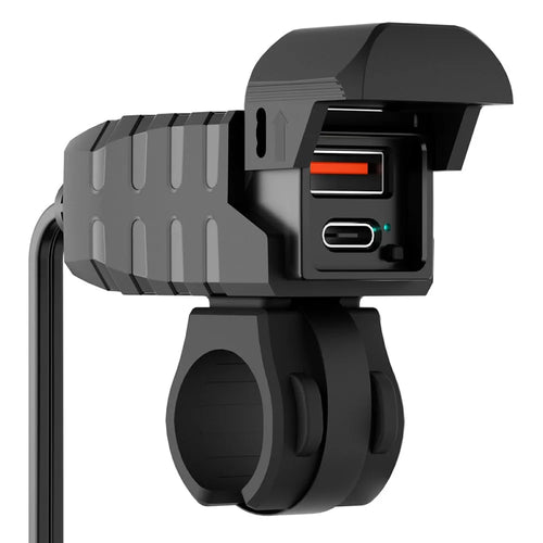WUPP CS-2100A1 USB A + Type C Dual Port Fast Charging Motorcycle Phone Charger with LED Voltmeter - 1