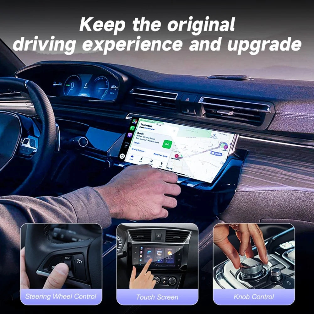 2 in 1 Wireless CarPlay Android Auto Adapter Cars Upgrade Wired to Wireless CarPlay Dongle - Black - 3