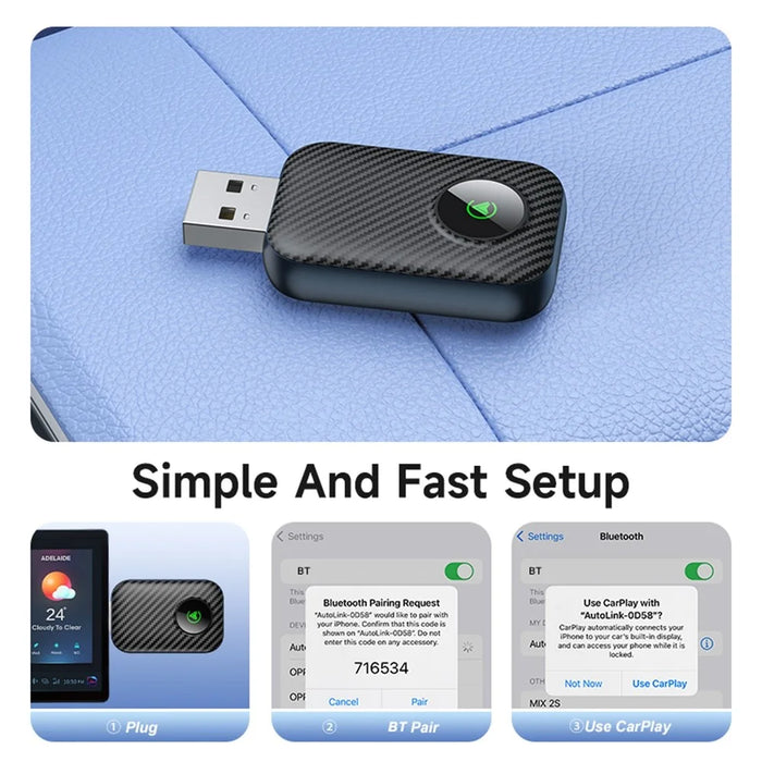 2 in 1 Cars Wireless CarPlay Android Auto Adapter Upgrade Wired to Wireless CarPlay Dongle - 5