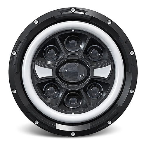 R9 Dual Angel Eye 7 Inch H4 LED Headlight IP67 Waterproof High Low Beam Car Driving Lamp - 1