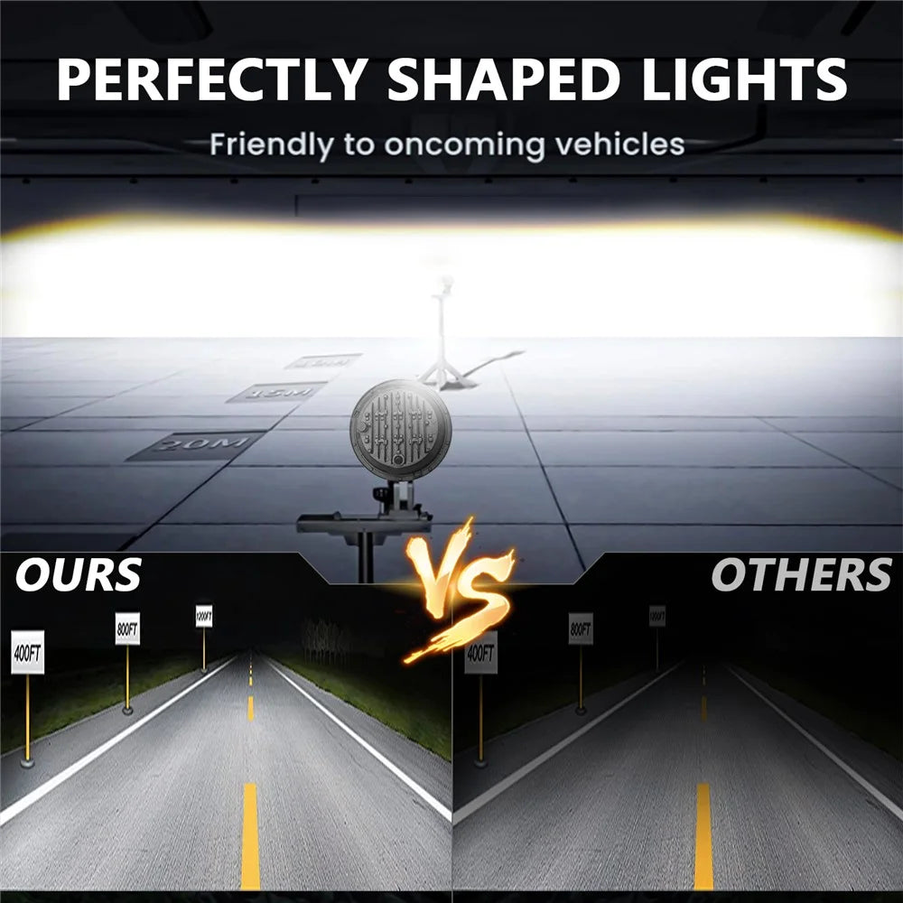 R9 Dual Angel Eye 7 Inch H4 LED Headlight IP67 Waterproof High Low Beam Car Driving Lamp - 4