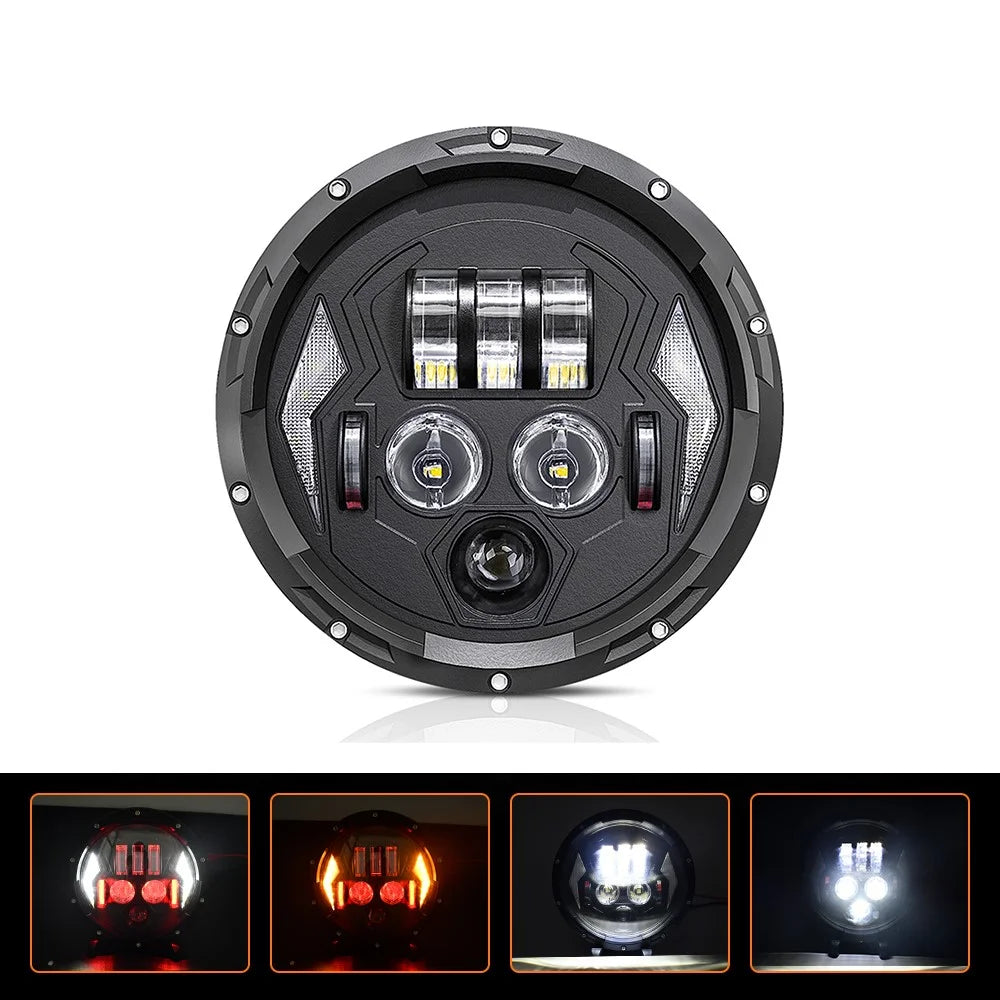 R8 7 Inch LED Headlight IP67 Waterproof Off Road Vehicle Devil Eye DRL Turn Signal Lamp - 2