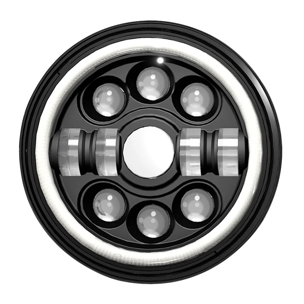 R7 Dual Angel Eye 7 Inch H4 LED Headlight 4 Modes IP67 Waterproof High Low Beam Car Driving Lamp - 1