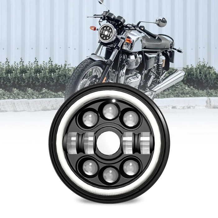 R7 Dual Angel Eye 7 Inch H4 LED Headlight 4 Modes IP67 Waterproof High Low Beam Car Driving Lamp - 2