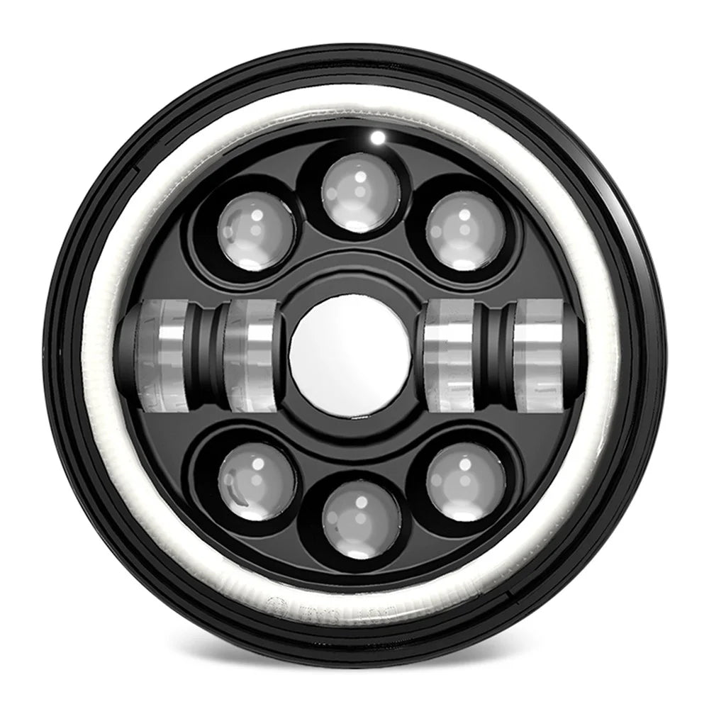R7 Dual Angel Eye 7 Inch H4 LED Headlight 4 Modes IP67 Waterproof High Low Beam Car Driving Lamp with Connection Cable - 1