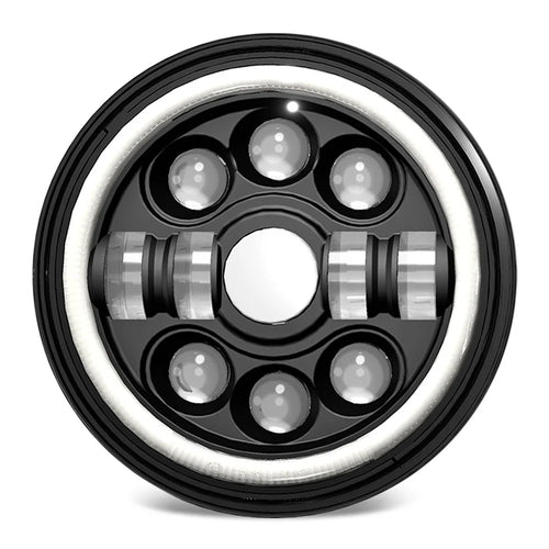 R7 Dual Angel Eye 7 Inch H4 LED Headlight 4 Modes IP67 Waterproof High Low Beam Car Driving Lamp with Connection Cable - 1