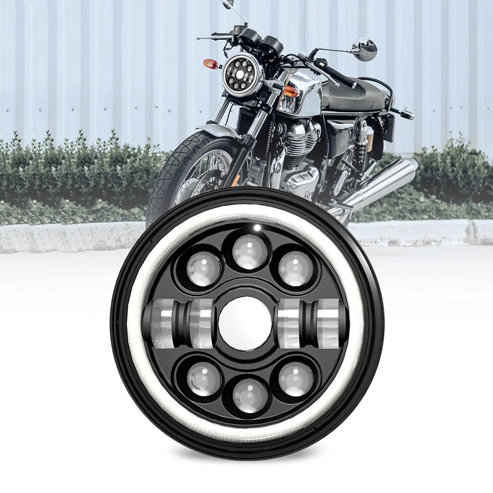 R7 Dual Angel Eye 7 Inch H4 LED Headlight 4 Modes IP67 Waterproof High Low Beam Car Driving Lamp with Connection Cable - 2