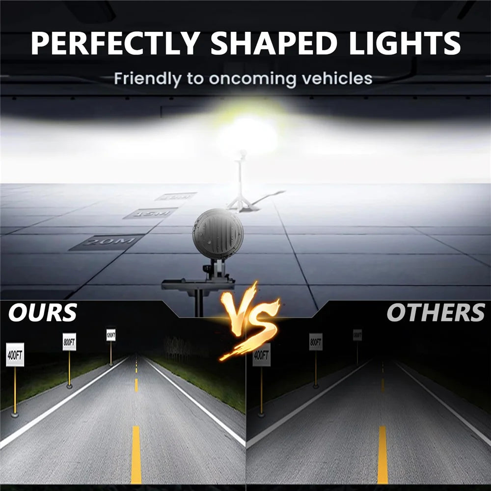 R7 Dual Angel Eye 7 Inch H4 LED Headlight 4 Modes IP67 Waterproof High Low Beam Car Driving Lamp with Connection Cable - 3