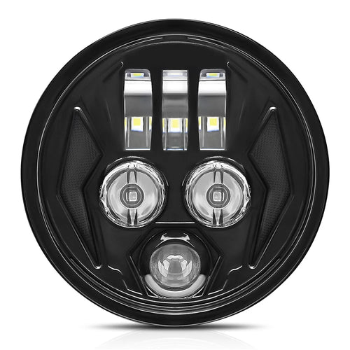 5.75 Inch LED Headlight for Motorcycle Waterproof DRL Turn Signal Devil Eye High Low Beam Lamp - 1