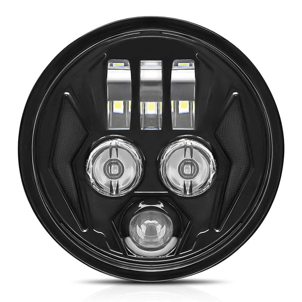 5.75 Inch LED Headlight for Motorcycle Waterproof DRL Turn Signal Devil Eye High Low Beam Lamp - 1