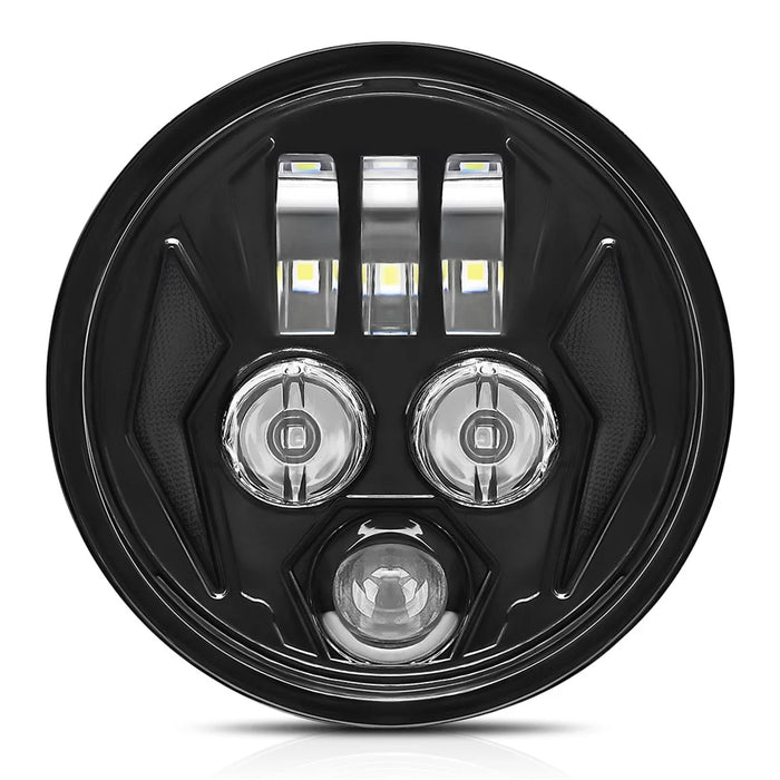 5.75 Inch LED Headlight for Motorcycle Waterproof DRL Turn Signal Devil Eye High Low Beam Lamp - 1