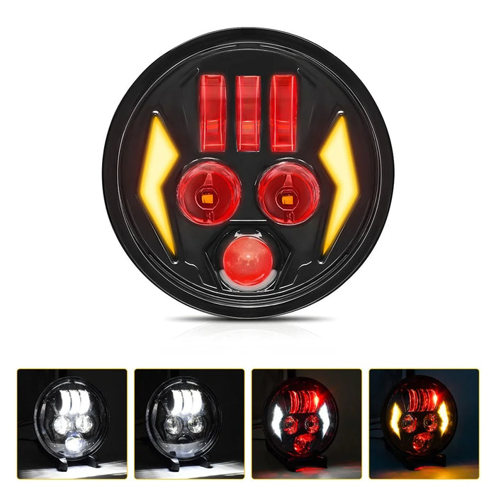 5.75 Inch LED Headlight for Motorcycle Waterproof DRL Turn Signal Devil Eye High Low Beam Lamp - 2