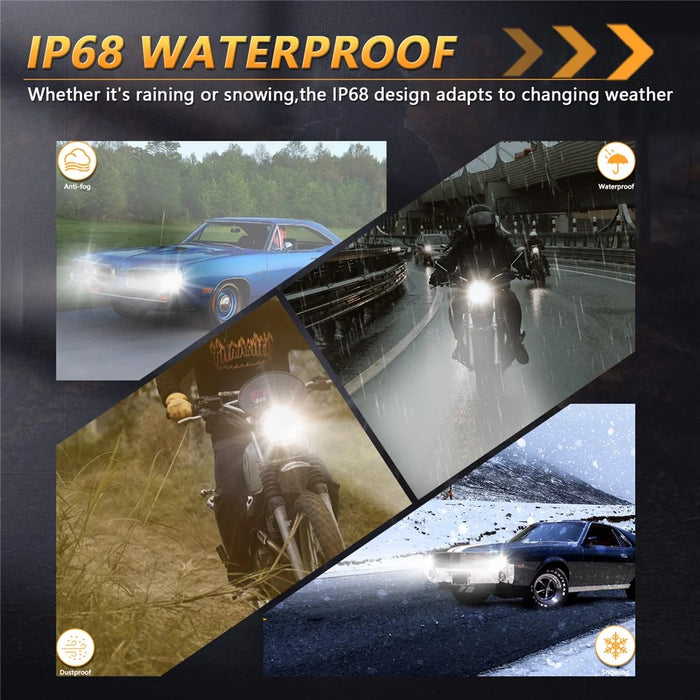 5.75 Inch LED Headlight for Motorcycle Waterproof DRL Turn Signal Devil Eye High Low Beam Lamp - 6
