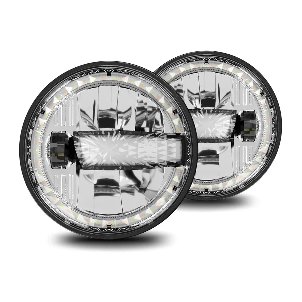 2Pcs High Low Beam LED Headlights IP67 Waterproof Off Road Vehicle Front DRL Turn Signal Lamp - 1