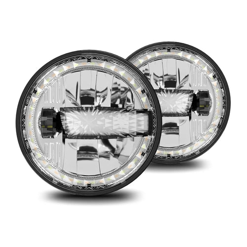 2Pcs High Low Beam LED Headlights IP67 Waterproof Off Road Vehicle Front DRL Turn Signal Lamp - 1