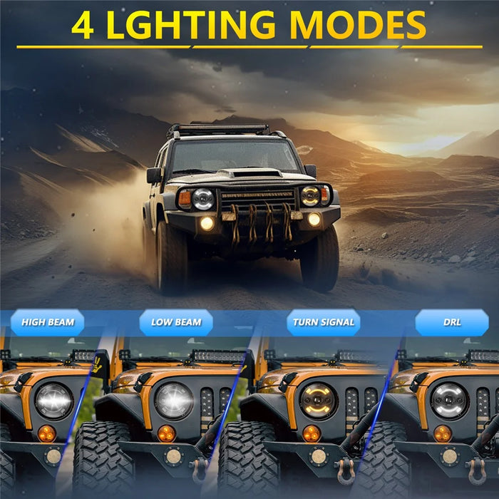 7 Inch Round LED Headlight Anti Glare High Low Beam Aluminum Shell Off Road Vehicle Headlamp - 4