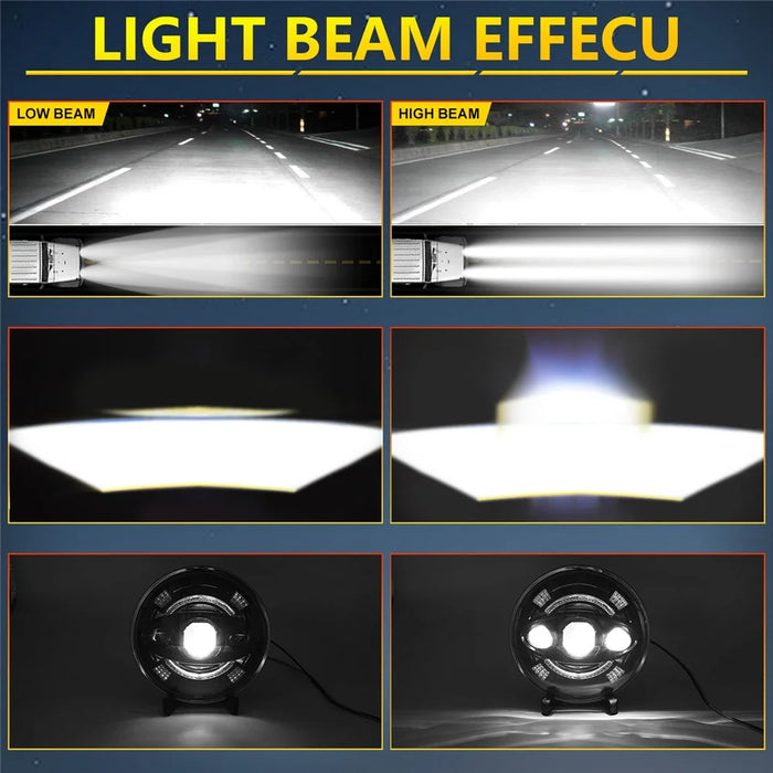 7 Inch Round LED Headlight Anti Glare High Low Beam Aluminum Shell Off Road Vehicle Headlamp - 5