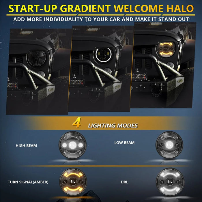 7 Inch Round LED Headlight Anti Glare High Low Beam Aluminum Shell Off Road Vehicle Headlamp - 6