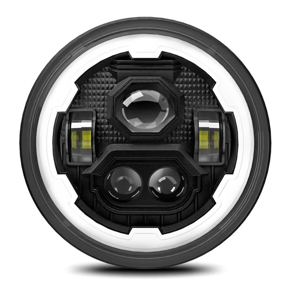 R1 7 Inch Round LED Headlight 4 Modes Off Road Vehicle Headlamp for Motorcycle Classic Cars - 1