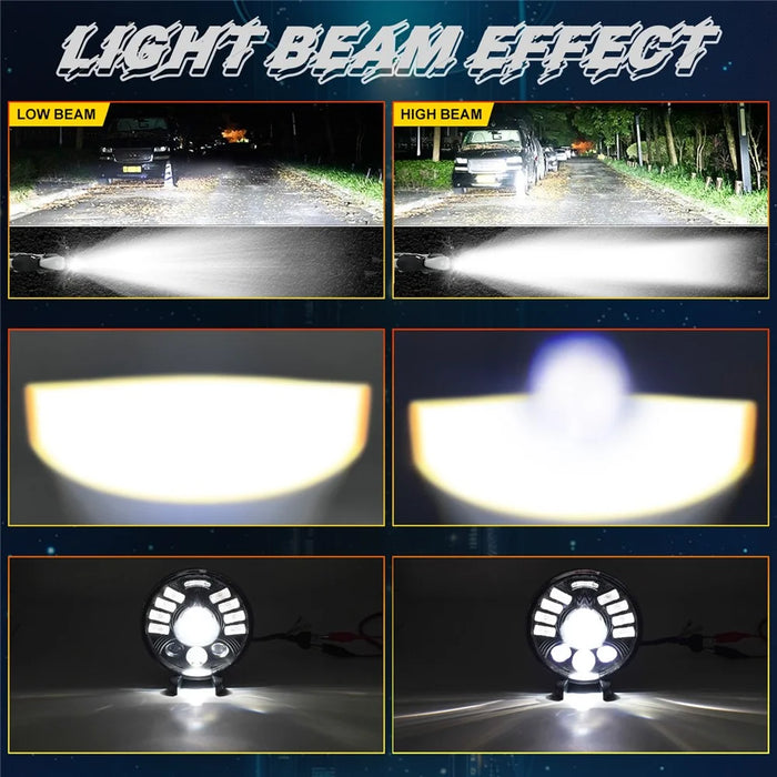 5.75 Inch LED Headlight for Motorcycle Front Lamp High Low Beam with DRL Turn Signal - 6