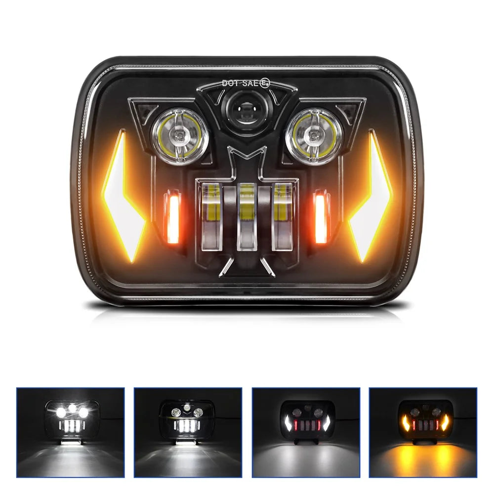 7 Inch LED Headlight Square Headlamp High Low Beam DRL Turn Signal Lamp for Off Road Vehicle - 2