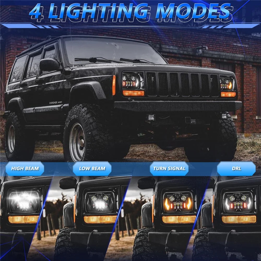 7 Inch LED Headlight Square Headlamp High Low Beam DRL Turn Signal Lamp for Off Road Vehicle - 4