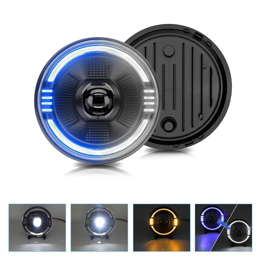 7 Inch LED Headlight for Motorcycle Off Road Vehicle DRL Turn Signal High Low Beam Headlamp - 2