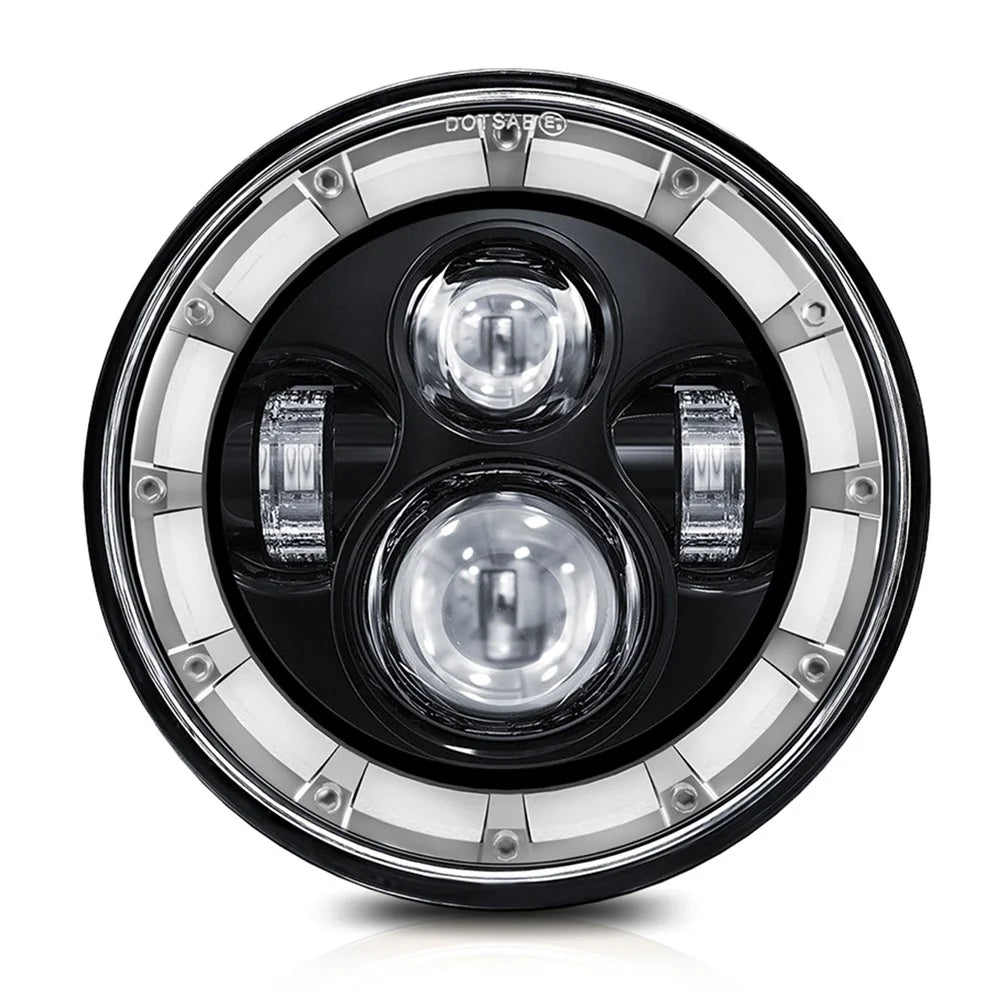 7 Inch Square Angel Eye LED Headlight for Motorcycle Off Road Vehicle DRL Turn Signal High Low Beam Headlamp - 1