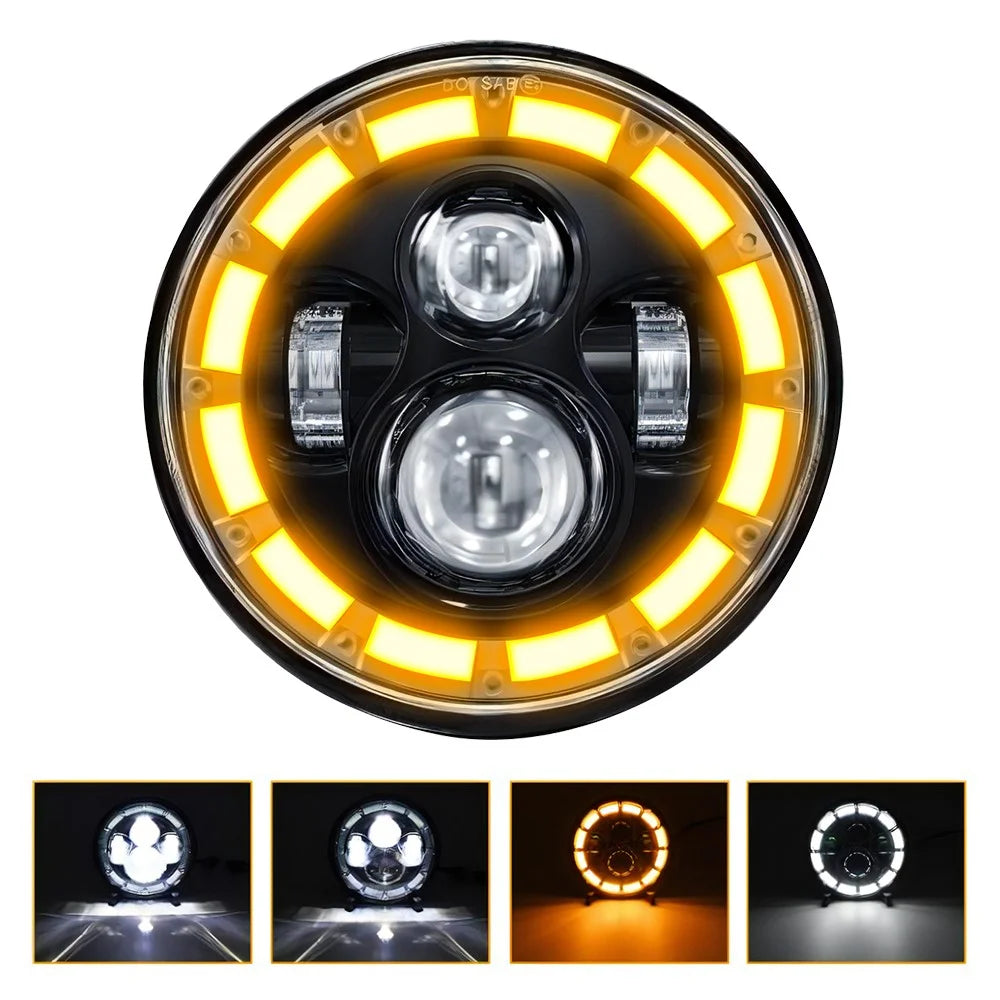 7 Inch Square Angel Eye LED Headlight for Motorcycle Off Road Vehicle DRL Turn Signal High Low Beam Headlamp - 2