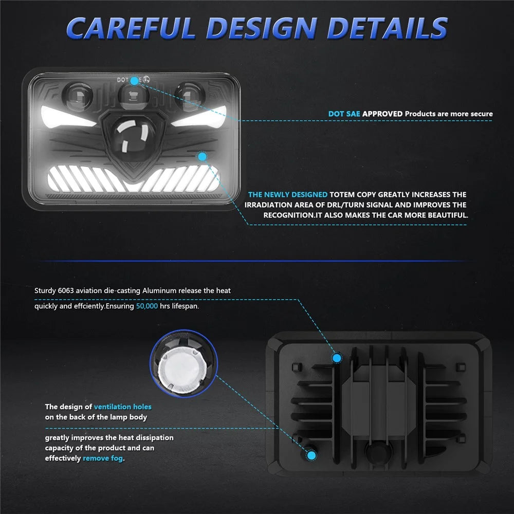 5 Inch LED Headlight Motorcycle Off Road Vehicle Car Headlamp High Low Beam with DRL / Turn Signal - 6