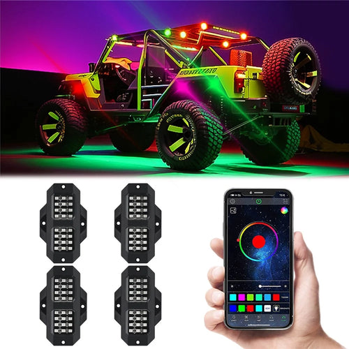 G1 4 In 1 RGB Car Underglow Light Music Sync Bluetooth-Compatible LED Rock Light Kit for SUV Truck - 1