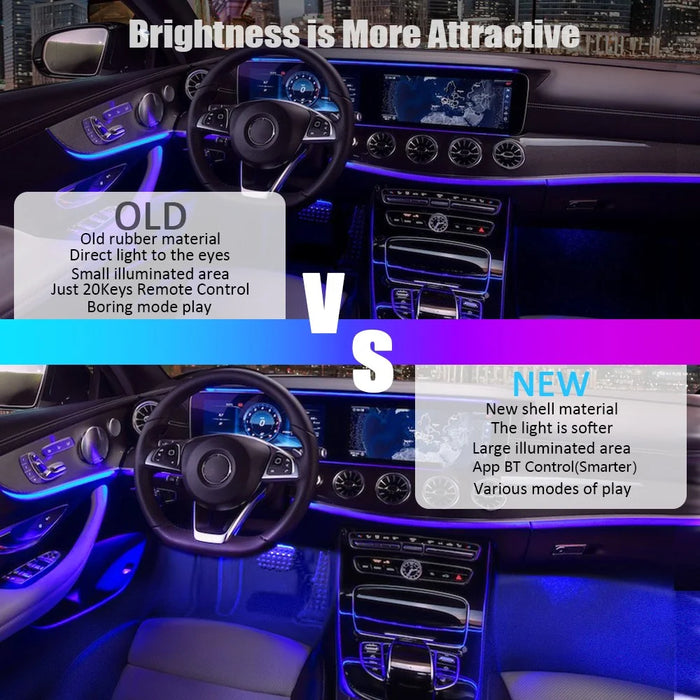 4 In 1 Car Interior Lights App Control Bluetooth-Compatible LED RGB Music Sync Ambient Lighting Kit - 6