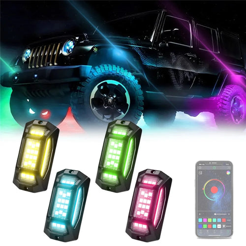 G6 4 In 1 LED Car Underglow Lights RGB Rock Lights Music Sync Atmosphere Lamp for Off Road Vehicles - 1
