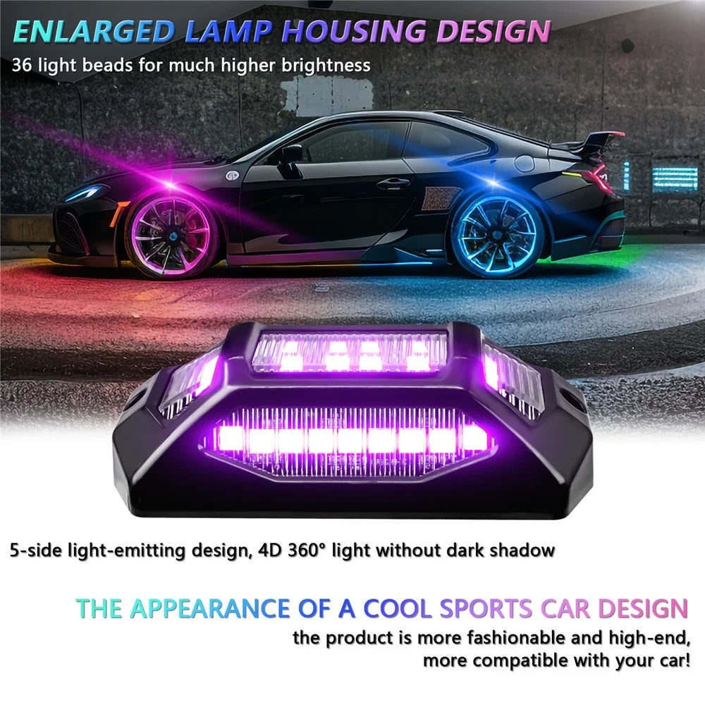 G6 4 In 1 LED Car Underglow Lights RGB Rock Lights Music Sync Atmosphere Lamp for Off Road Vehicles - 2