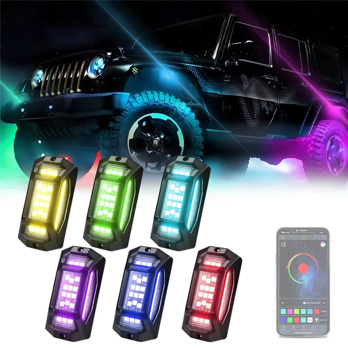 G6 6 In 1 LED Car Underglow Lights RGB Rock Lights Music Sync Atmosphere Lamp for Off Road Vehicles - 1