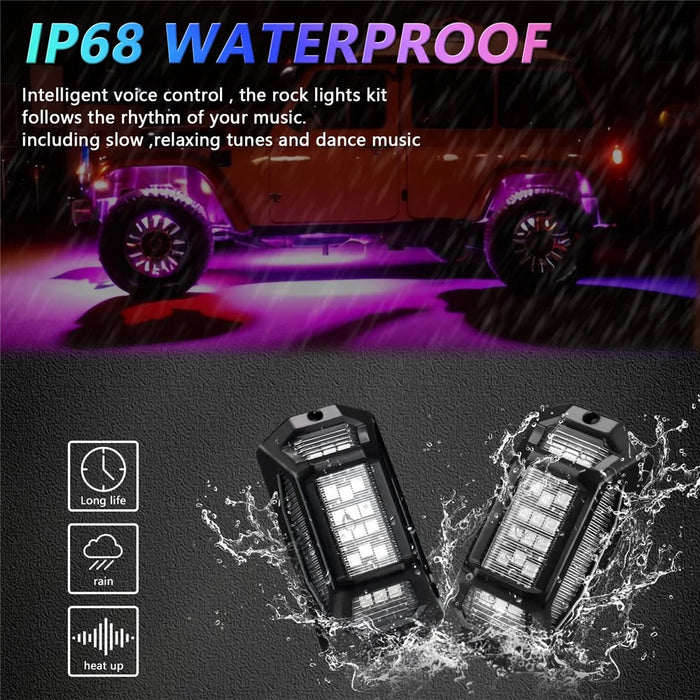 G6 6 In 1 LED Car Underglow Lights RGB Rock Lights Music Sync Atmosphere Lamp for Off Road Vehicles - 6