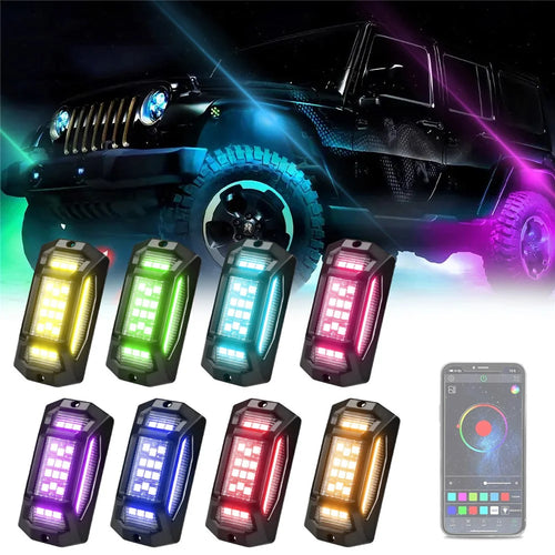 G6 8 In 1 LED Car Underglow Lights RGB Rock Lights Music Sync Atmosphere Lamp for Off Road Vehicles - 1