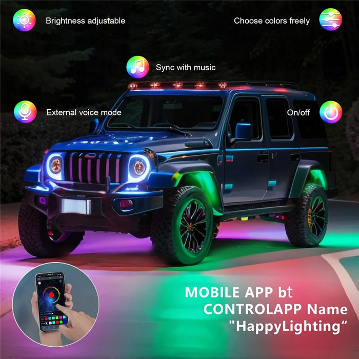 G6 8 In 1 LED Car Underglow Lights RGB Rock Lights Music Sync Atmosphere Lamp for Off Road Vehicles - 3
