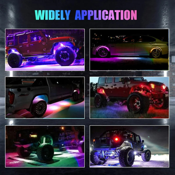 G6 8 In 1 LED Car Underglow Lights RGB Rock Lights Music Sync Atmosphere Lamp for Off Road Vehicles - 7