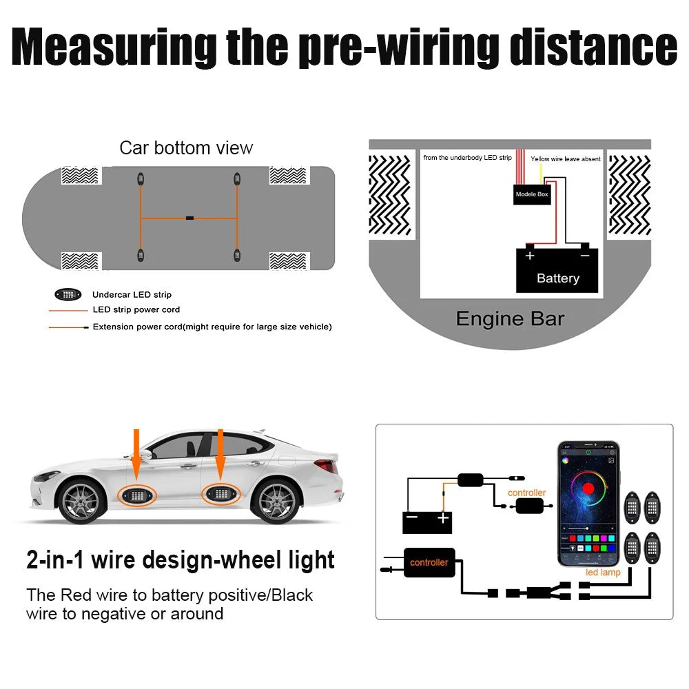 G7 4 In 1 LED Car Underglow Lights RGB Music Sync Atmosphere Lamp for SUV / Truck / Off Road Vehicles - 6