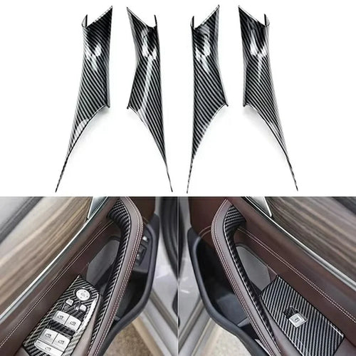 F30 4Pcs / Set For 5 Series G30 / G31 / G38 2018 - 2023 Carbon Fiber Pattern Plastic Car Interior Door Pull Handles - 1