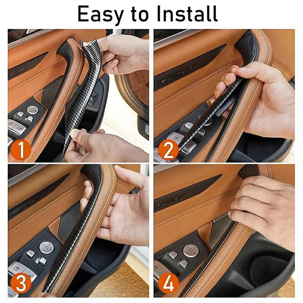 F30 4Pcs / Set For 5 Series G30 / G31 / G38 2018 - 2023 Carbon Fiber Pattern Plastic Car Interior Door Pull Handles - 2