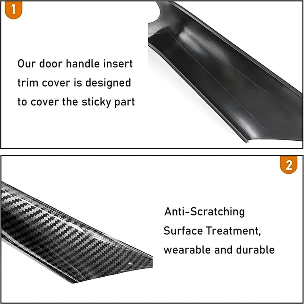 F30 4Pcs / Set For 5 Series G30 / G31 / G38 2018 - 2023 Carbon Fiber Pattern Plastic Car Interior Door Pull Handles - 3