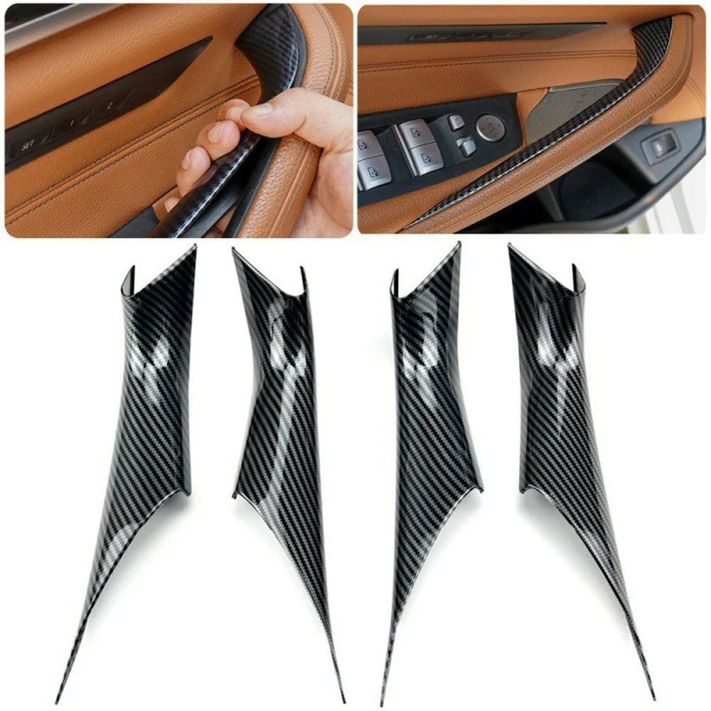 F30 4Pcs / Set For 5 Series G30 / G31 / G38 2018 - 2023 Carbon Fiber Pattern Plastic Car Interior Door Pull Handles - 4